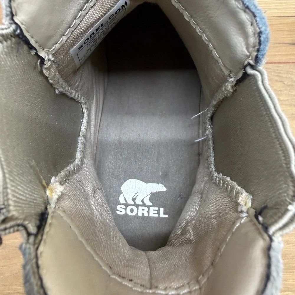 Sorel Lennox Chelsea Boots Womens 7 Beige‎ Suede Studded Waterproof Casual